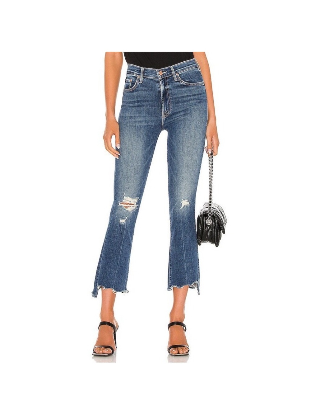 MOTHER The Insider Crop Step Chew Jeans Size 26 Distressed Raw Hem
